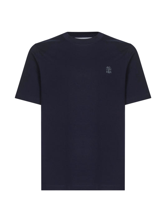 T-shirt blu con stemma Solomeo
