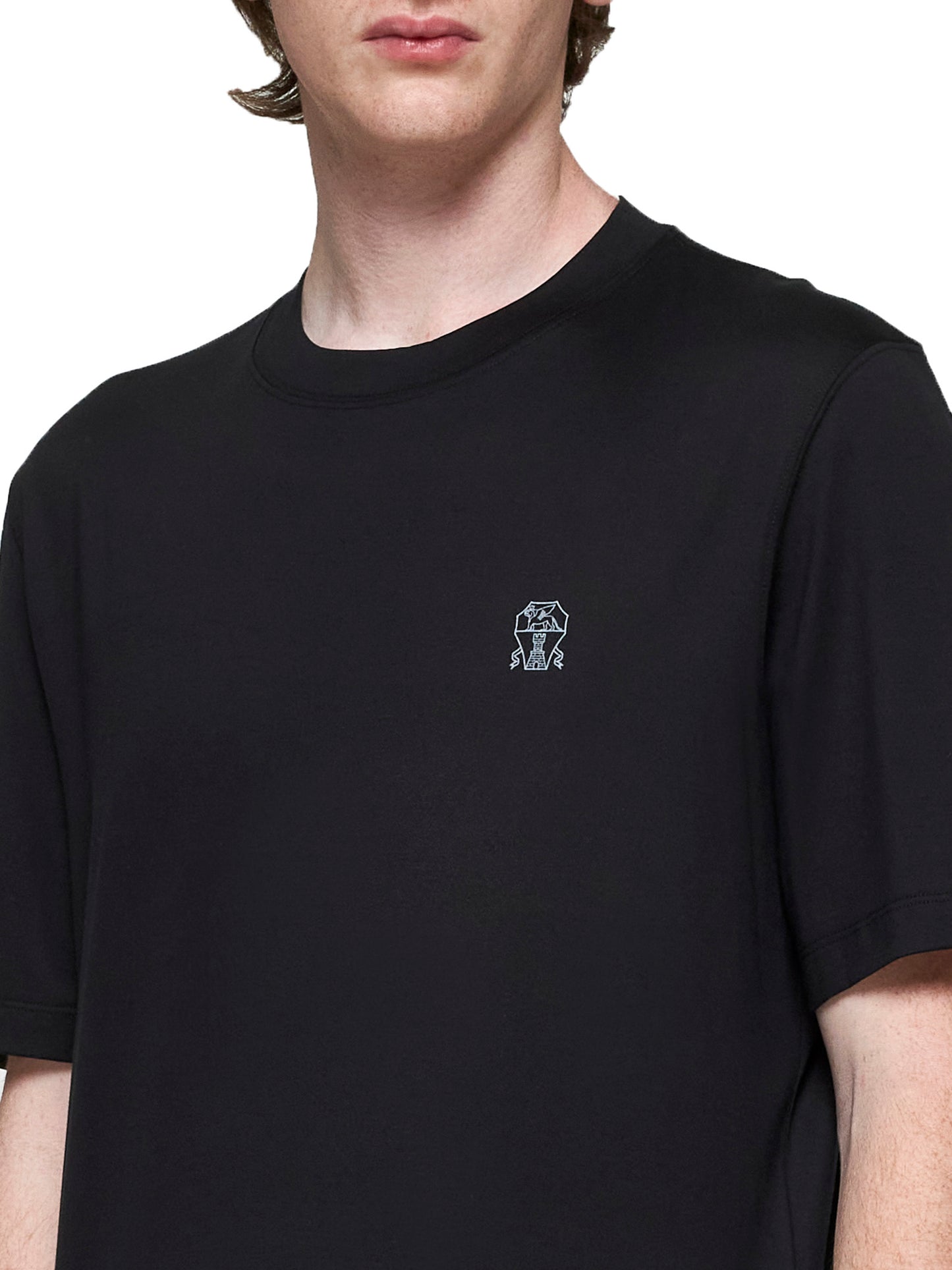 T-shirt blu con stemma di Solomeo