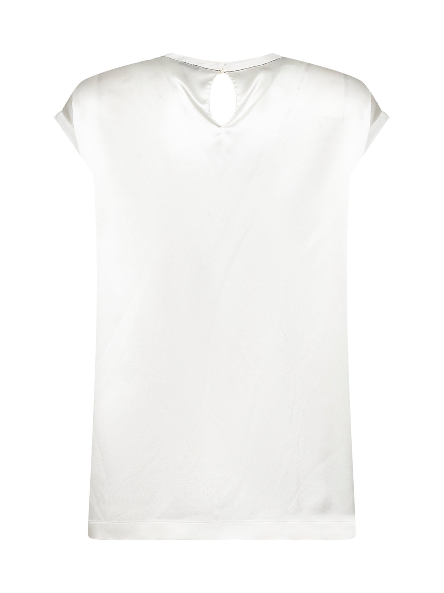White stretch silk satin monili top