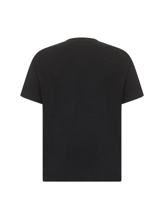 Black cotton jersey monili T-shirt