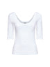 T-shirt in jersey stretch a costine bianco con monile