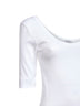T-shirt in jersey stretch a costine bianco con monile