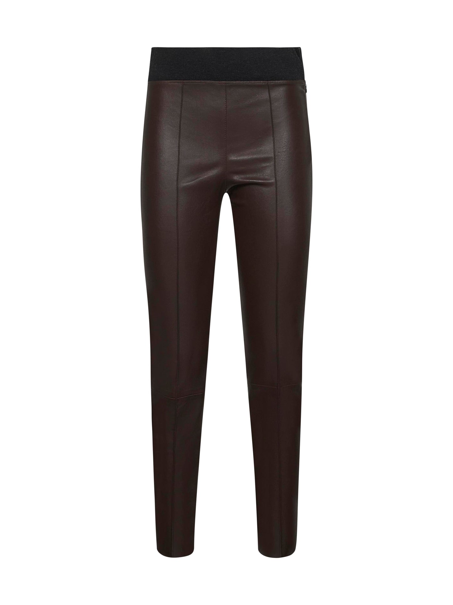 Brown stretch nappa leggings