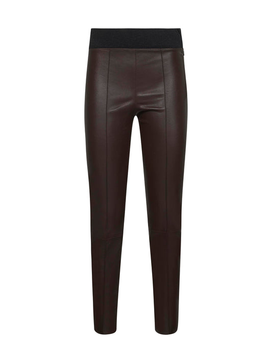 Brown stretch nappa leggings