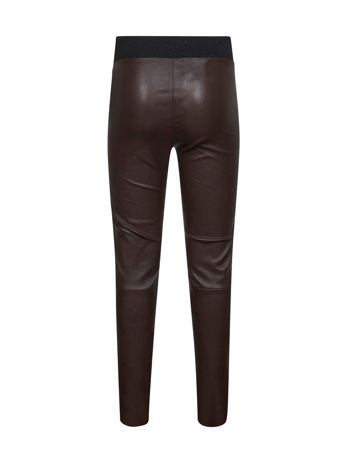 Brown stretch nappa leggings