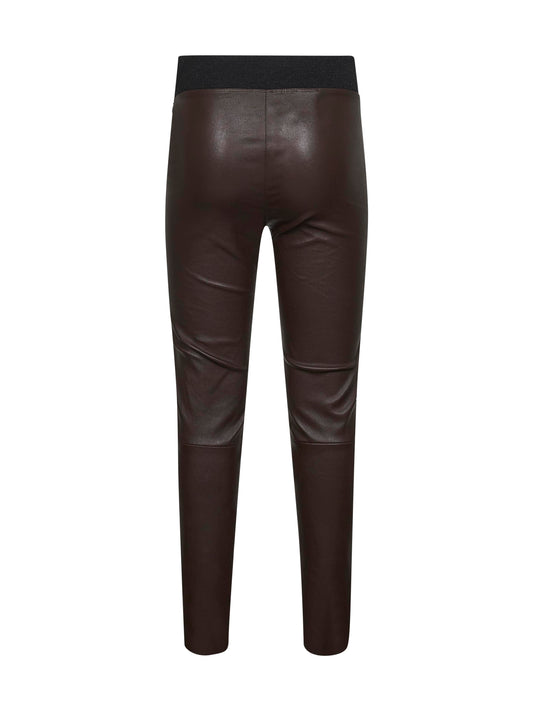 Brown stretch nappa leggings