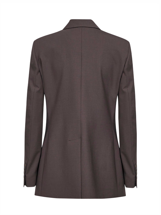 Brown Tropical Luxury wool blazer with monili