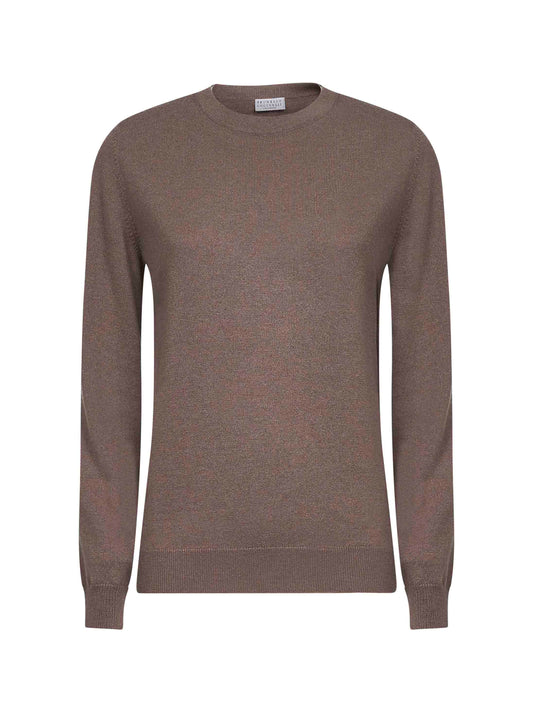 Dove grey cashmere sweater with monili