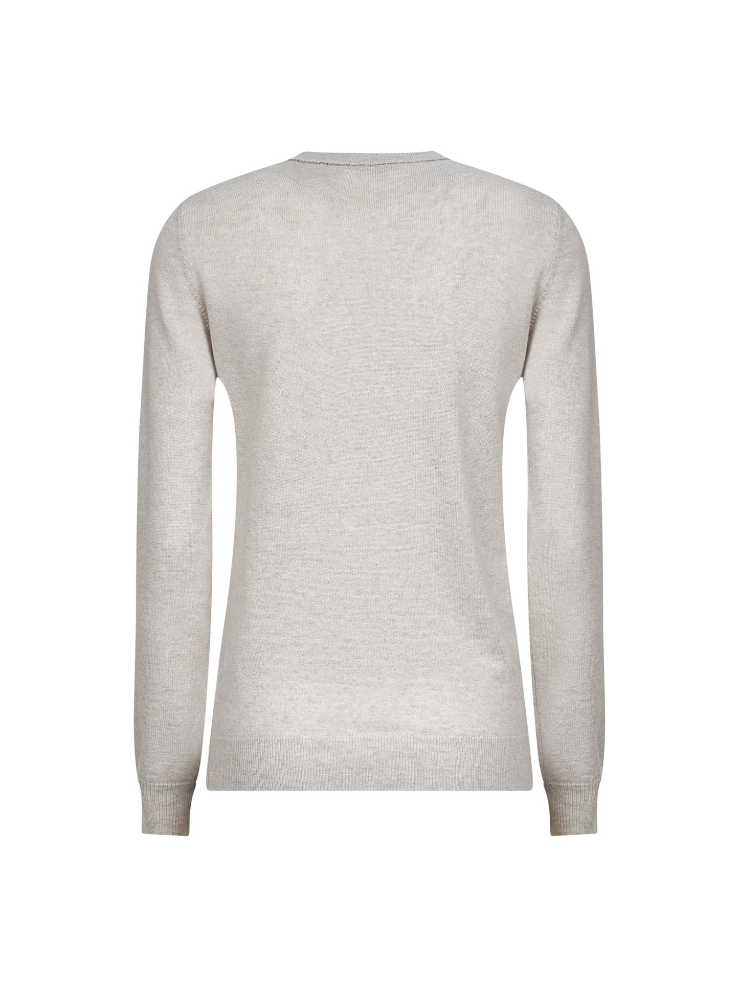 Ecru cashmere sweater with monili