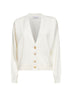 Cardigan in cashmere avorio con monile