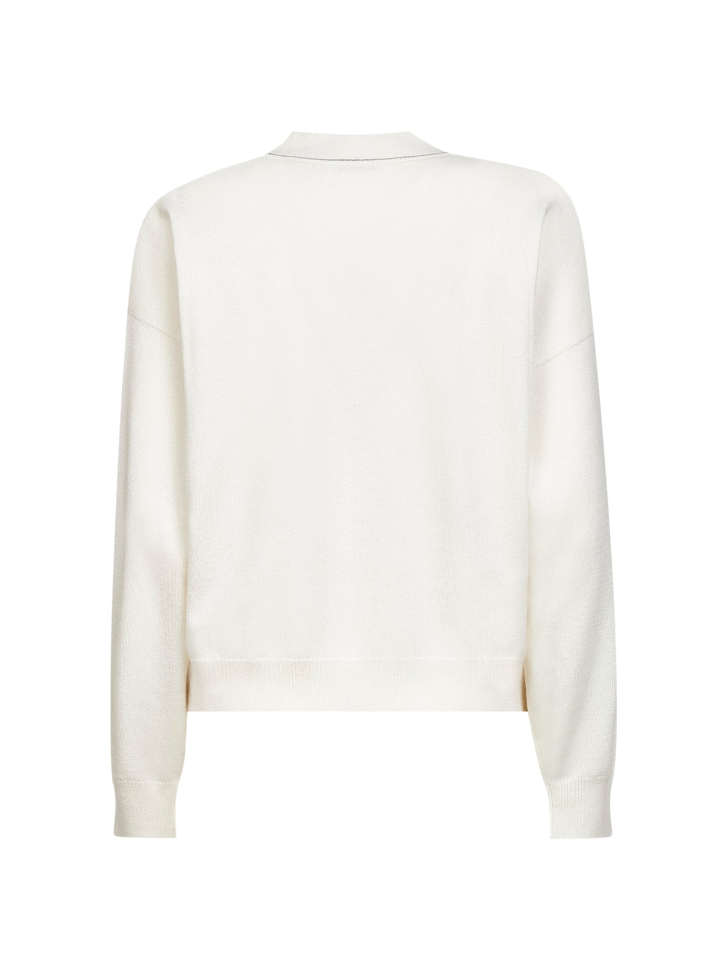 Cardigan in cashmere avorio con monile