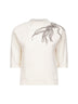 Maglia in cashmere bianco con Shiny Flower Embroidery