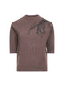 Brown cashmere Shiny Flower Embroidery sweater