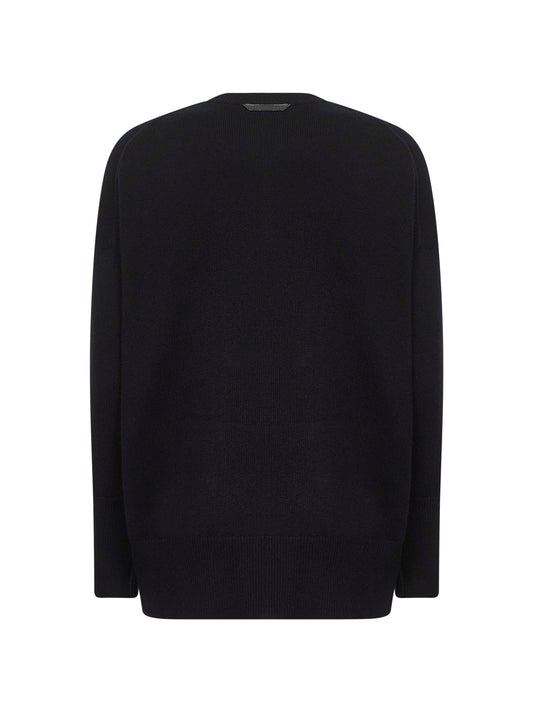 Black cashmere sweater with monili