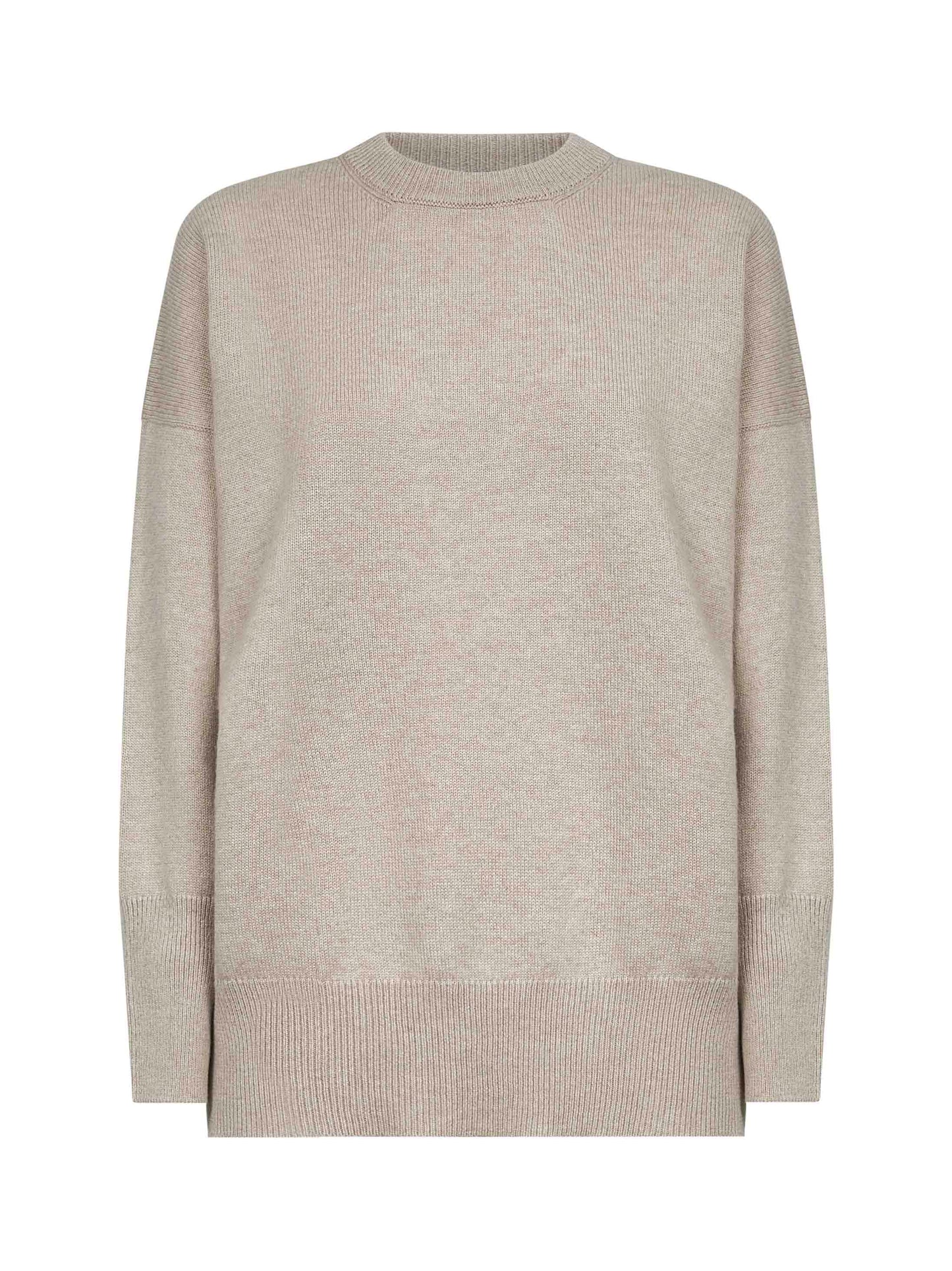 Beige cashmere sweater with monili