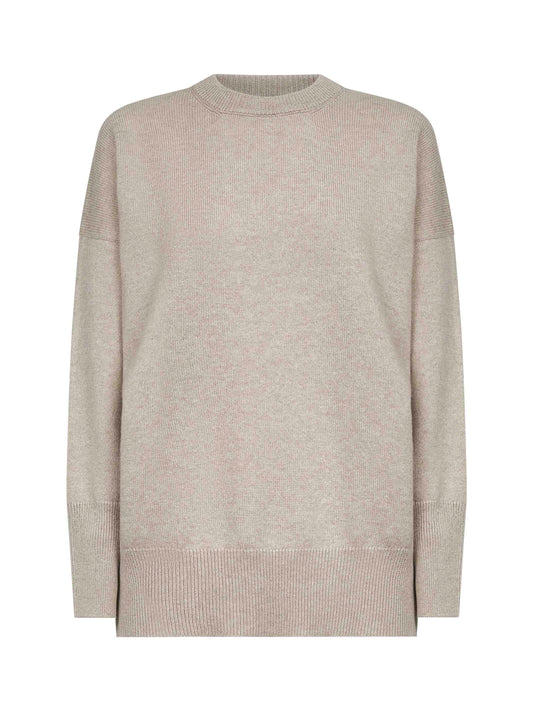 Beige cashmere sweater with monili