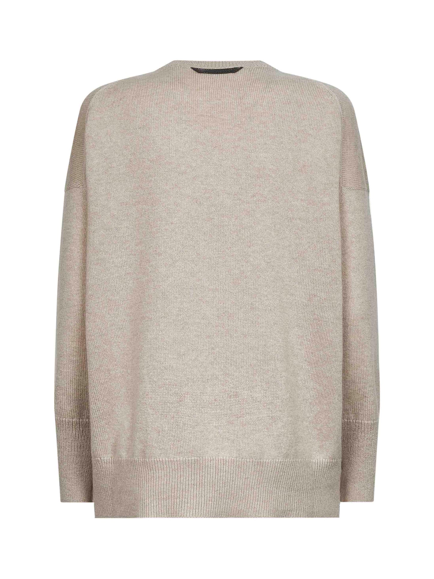 Beige cashmere sweater with monili