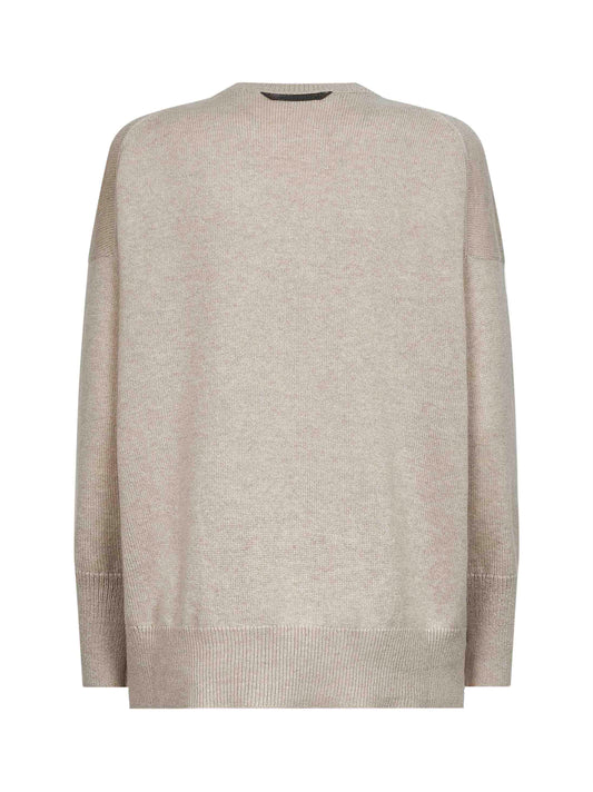 Beige cashmere sweater with monili