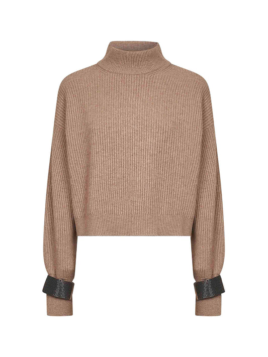 Brown cashmere cropped sweater