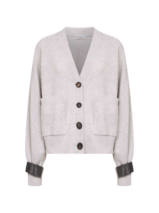 Grey cashmere knit cardigan