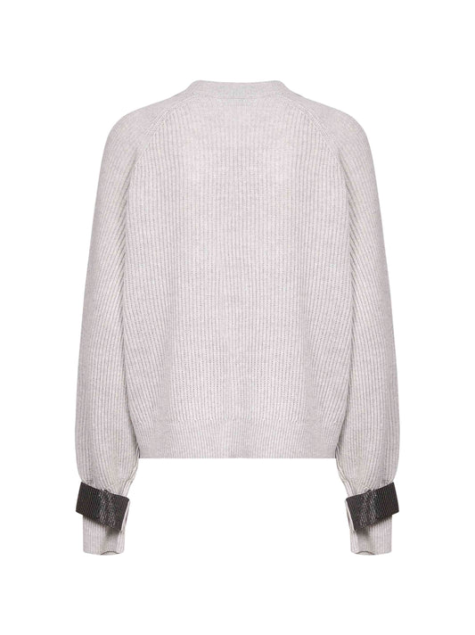 Grey cashmere knit cardigan