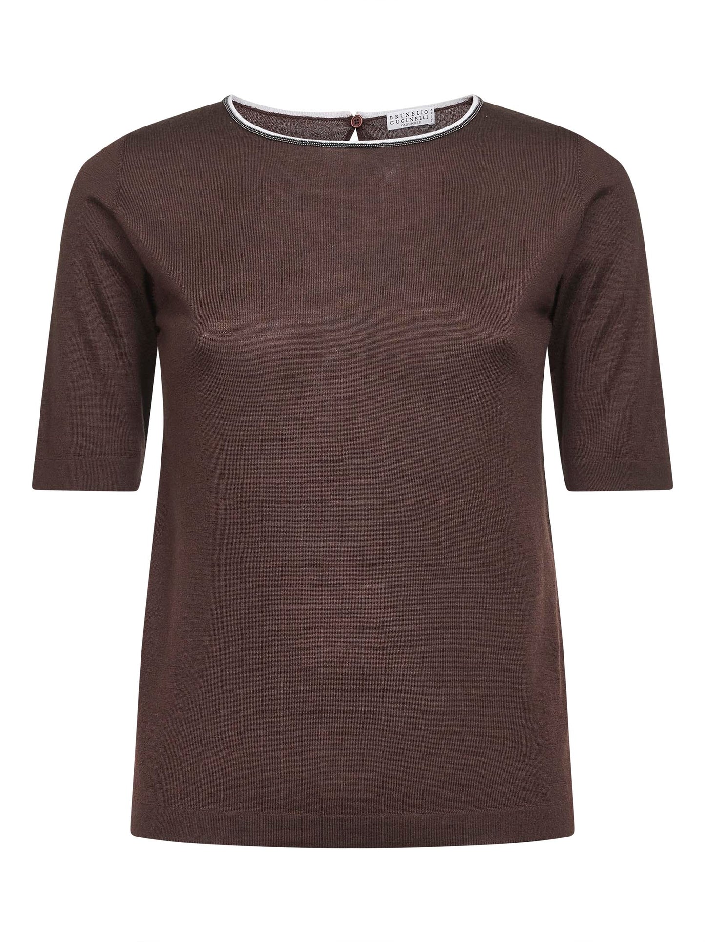 Brown cashmere and silk monili sweater