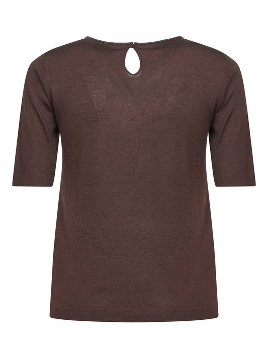 Brown cashmere and silk monili sweater
