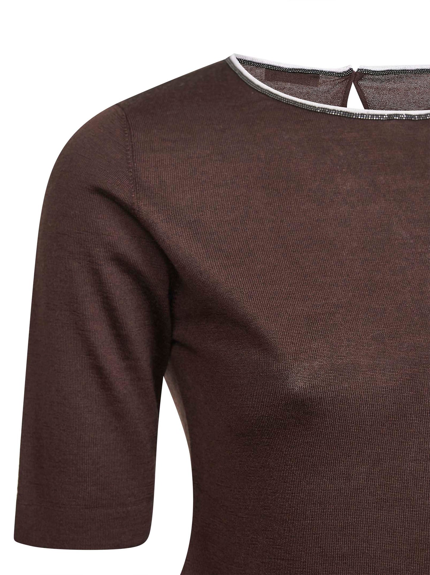 Brown cashmere and silk monili sweater
