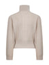 Beige Sparkling knit zip-up cardigan