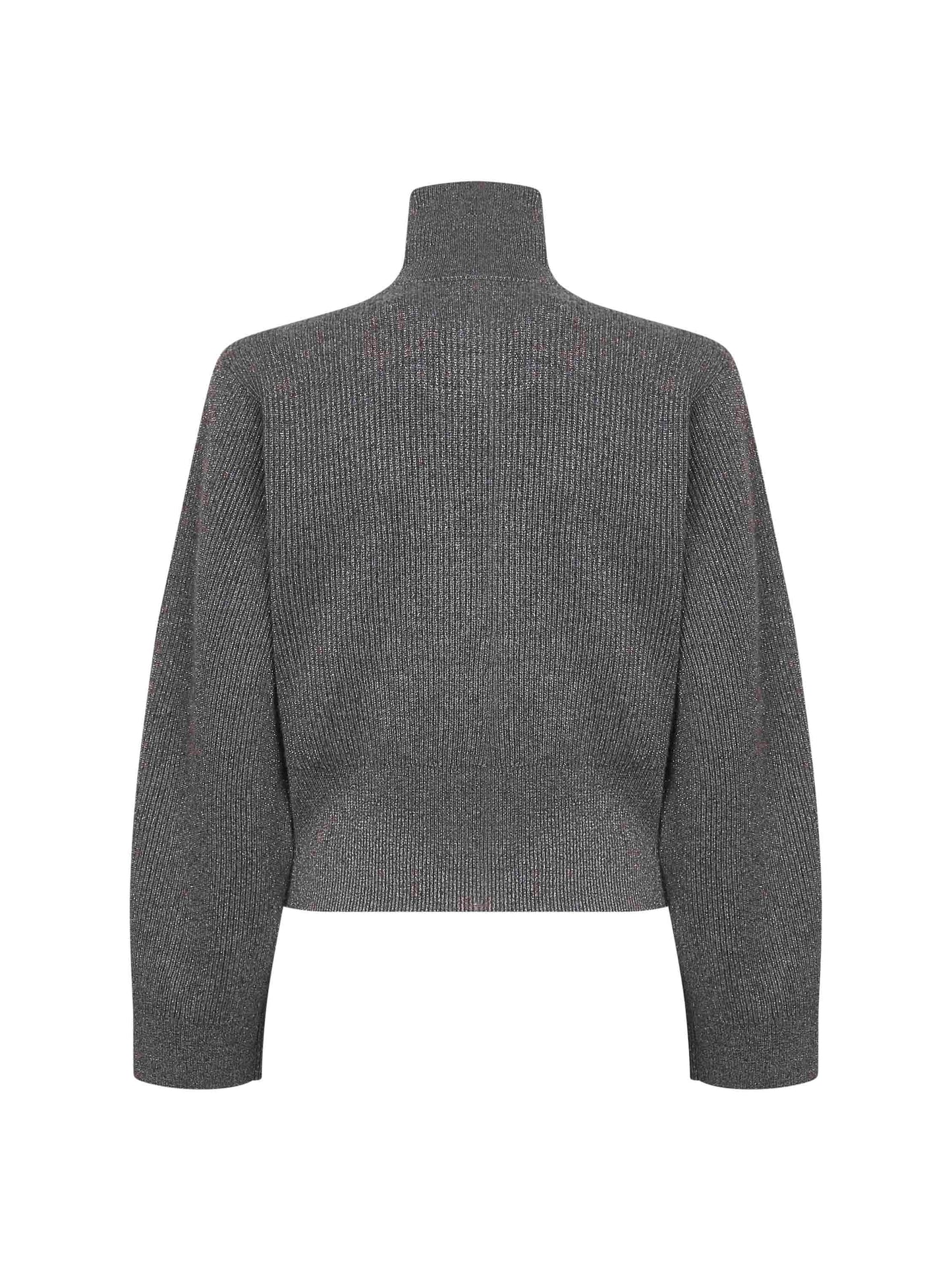 Grey Sparkling knit zip-up cardigan