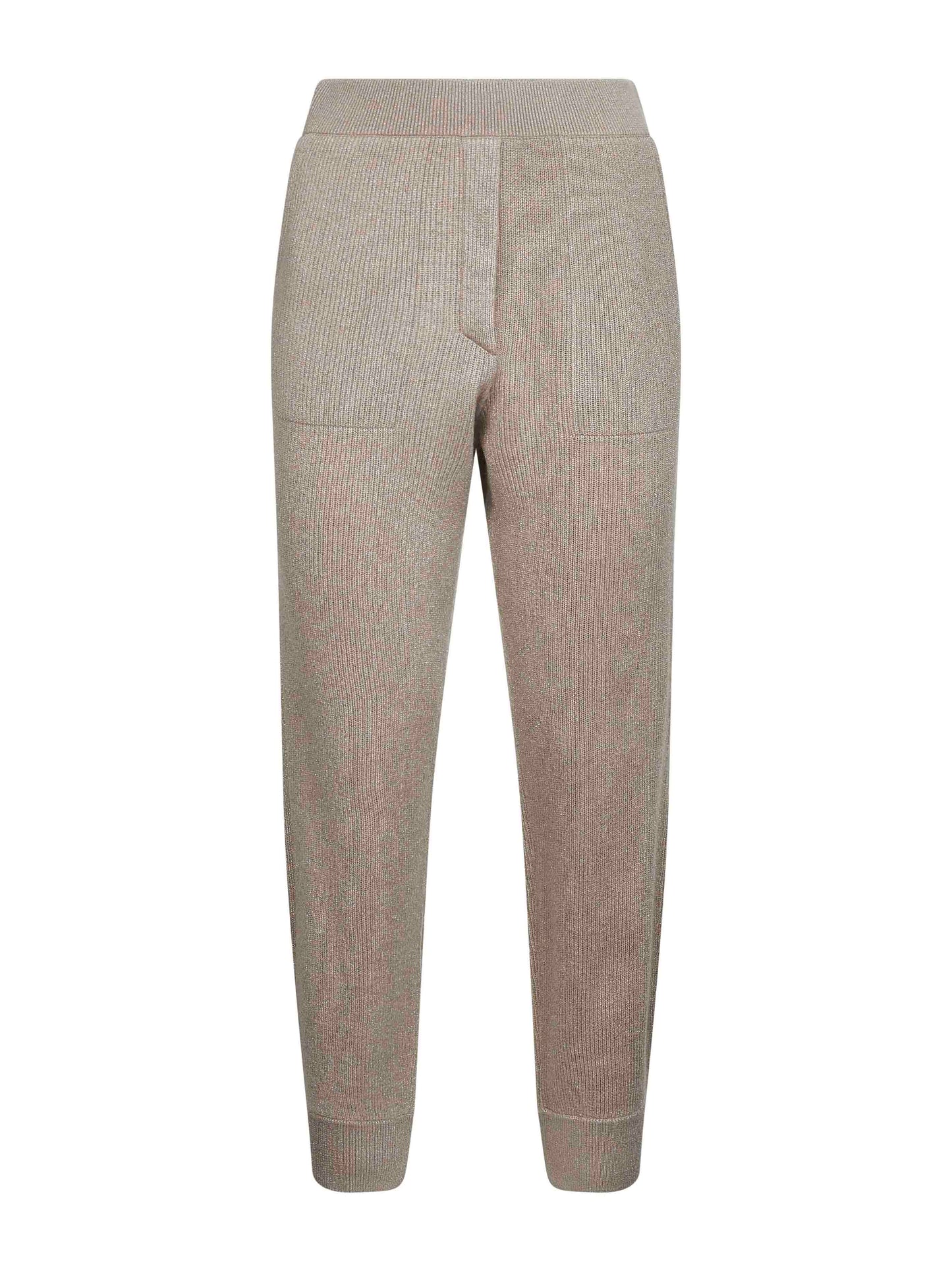 Beige Sparkling vanisé knit trousers