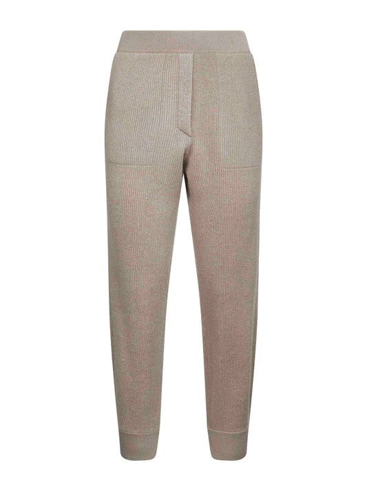 Beige Sparkling vanisé knit trousers