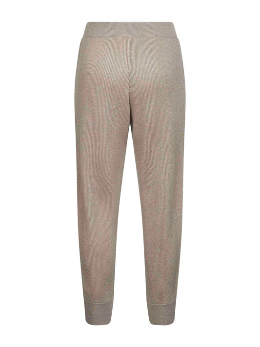 Beige Sparkling vanisé knit trousers