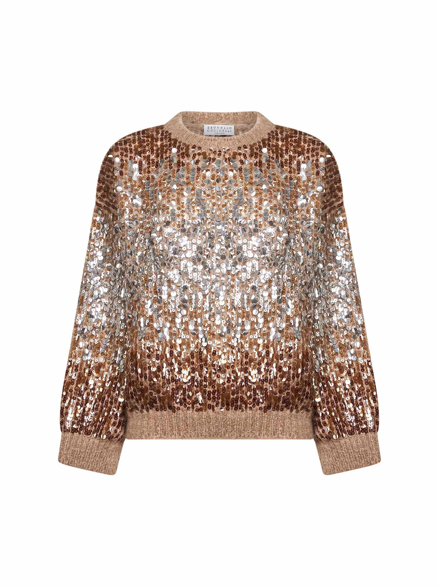 Beige Dazzling Dégradé Embroidery sweater