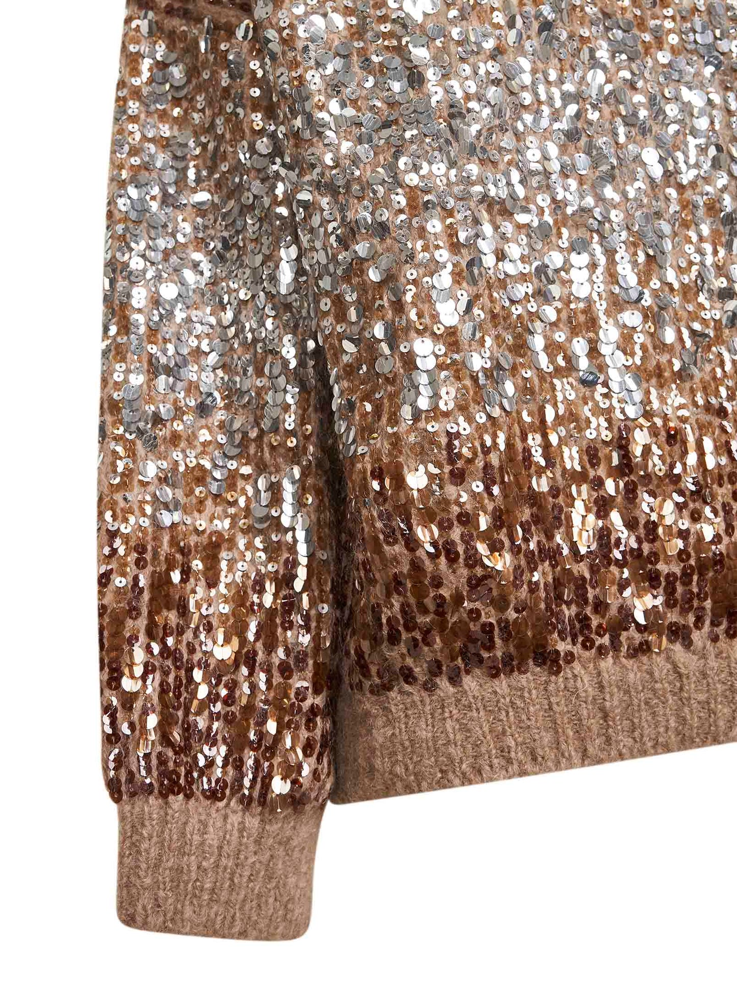 Beige Dazzling Dégradé Embroidery sweater