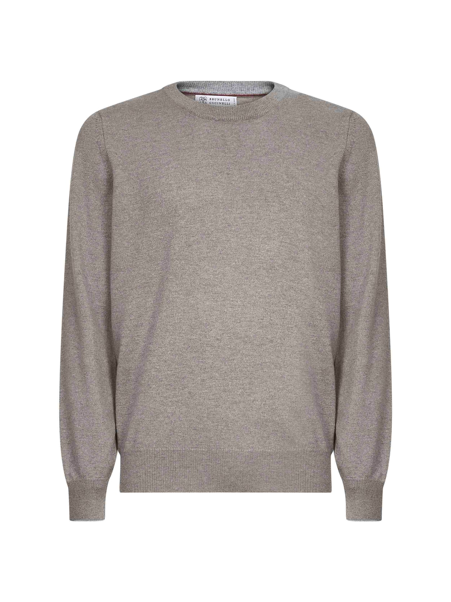 Maglia girocollo in cashmere fango