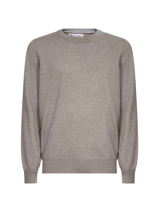 Maglia girocollo in cashmere fango