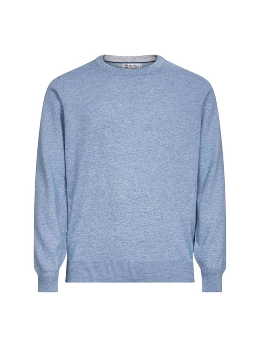 Maglia girocollo in cashmere azzurro