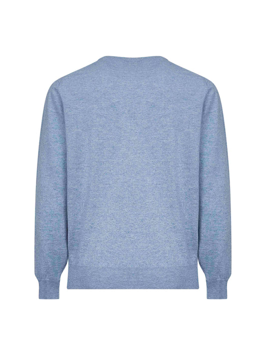 Maglia girocollo in cashmere azzurro