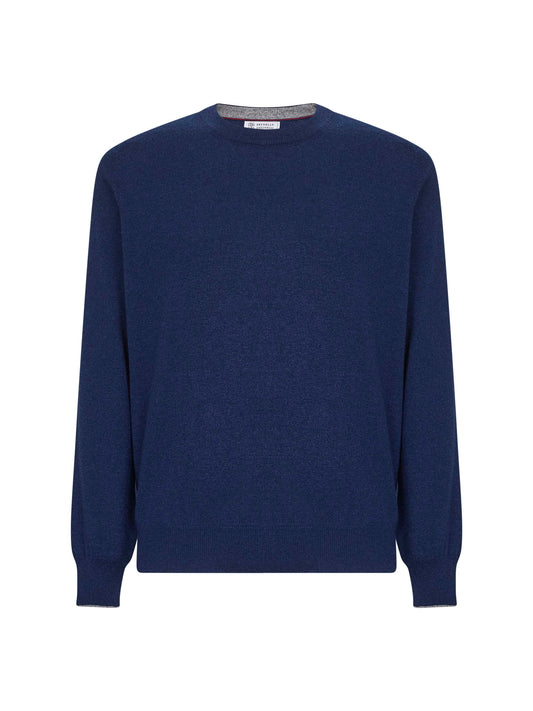 Maglia girocollo in cashmere blu