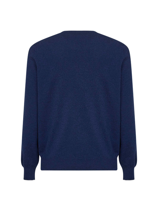 Maglia girocollo in cashmere blu