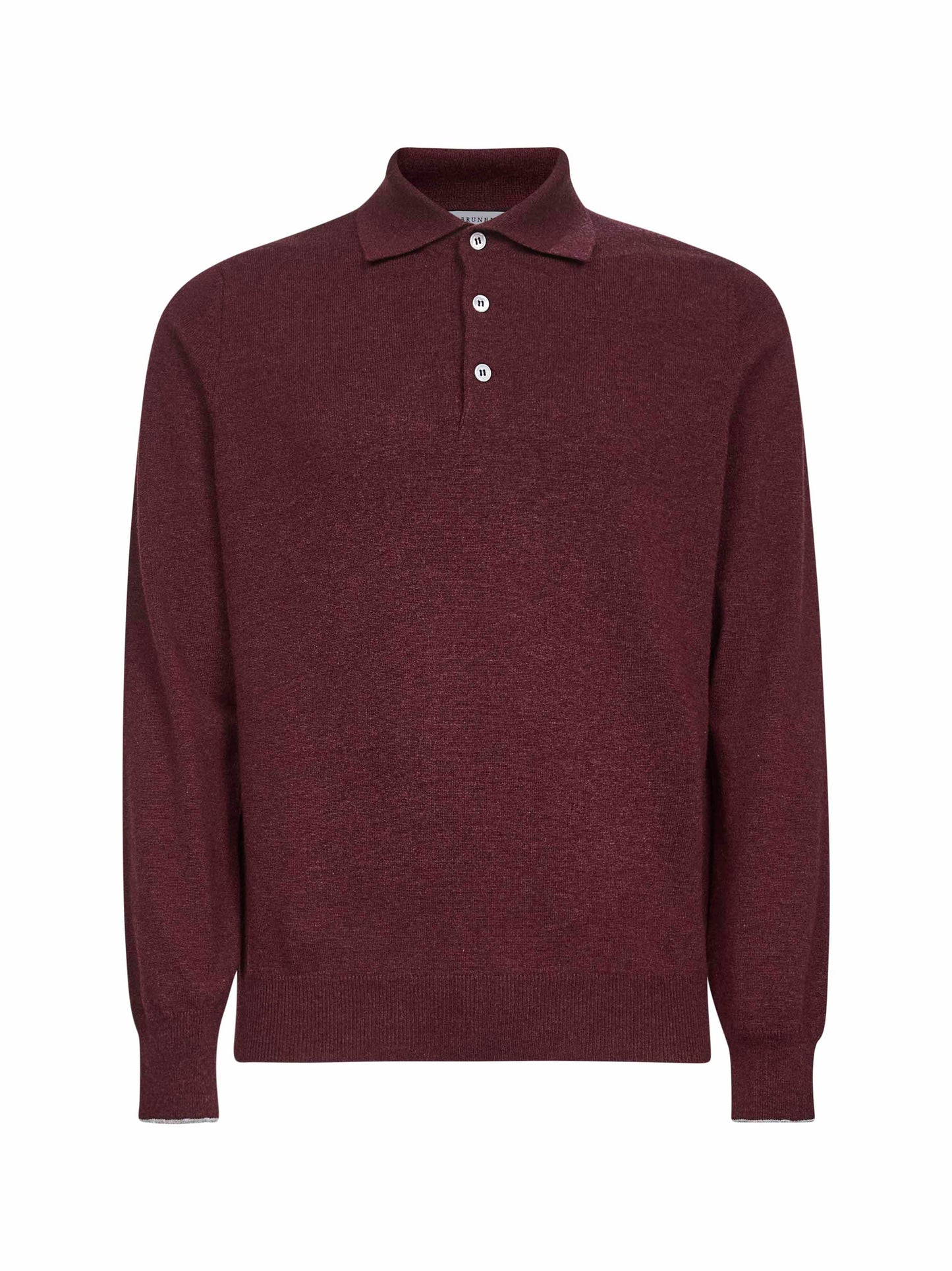 Burgundy cashmere knit polo shirt