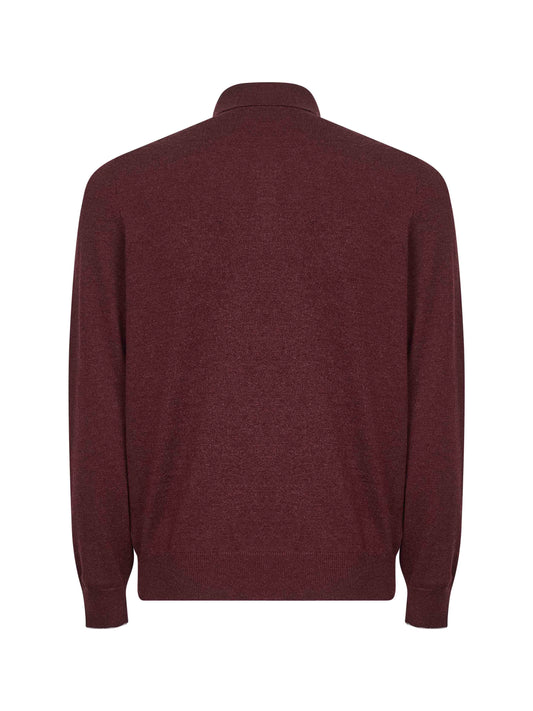 Burgundy cashmere knit polo shirt