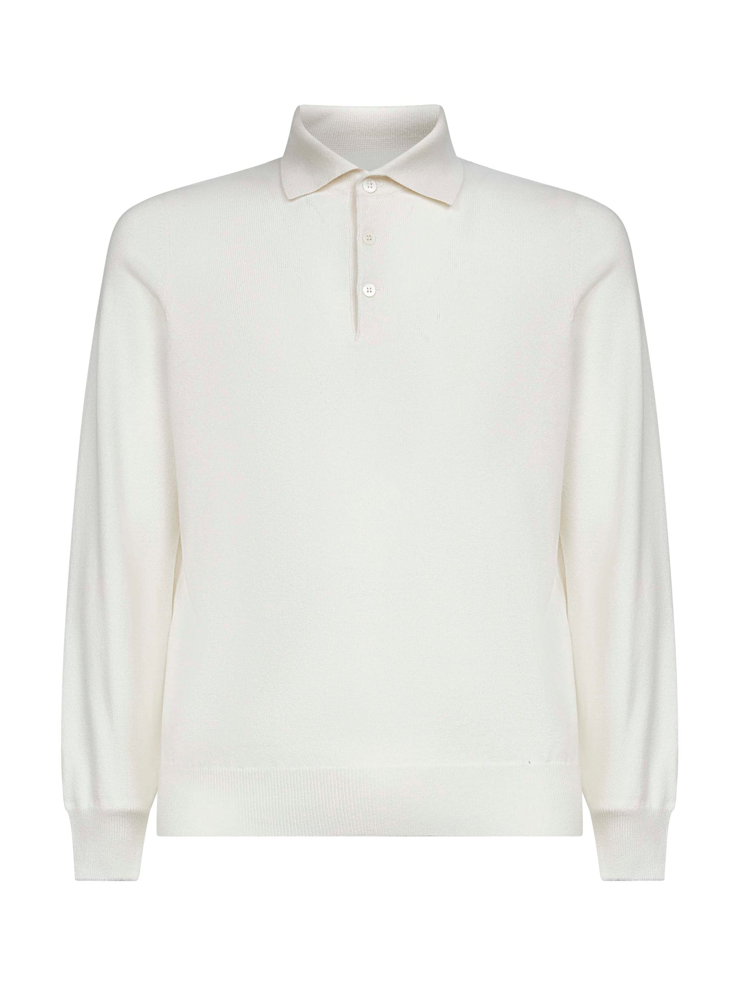 Ivory cashmere knit polo shirt