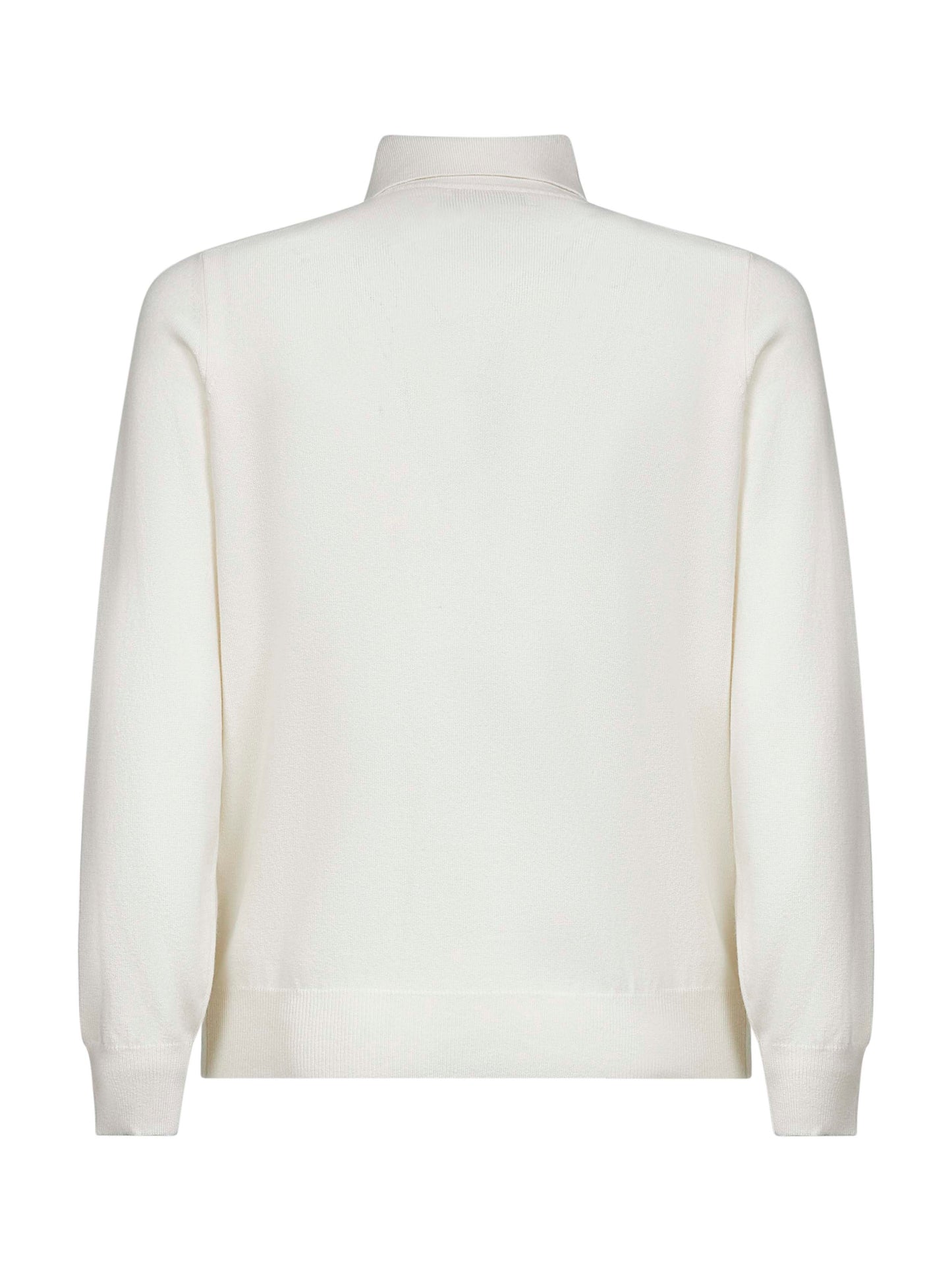 Ivory cashmere knit polo shirt