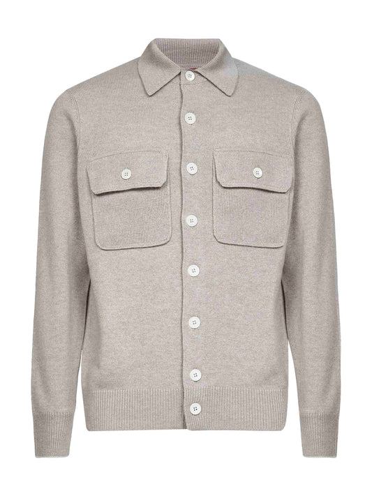 Taupe cashmere knit cardigan