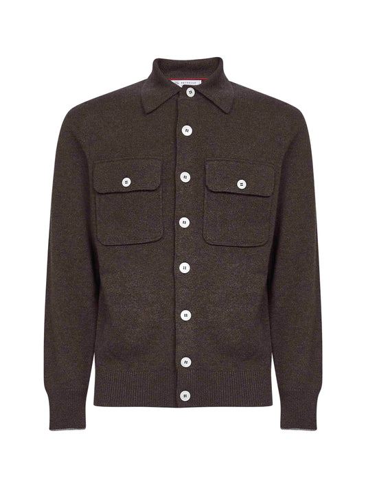 Cardigan in maglia di cashmere marrone