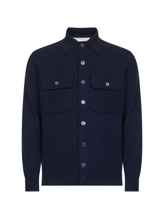 Cardigan in maglia di cashmere blu