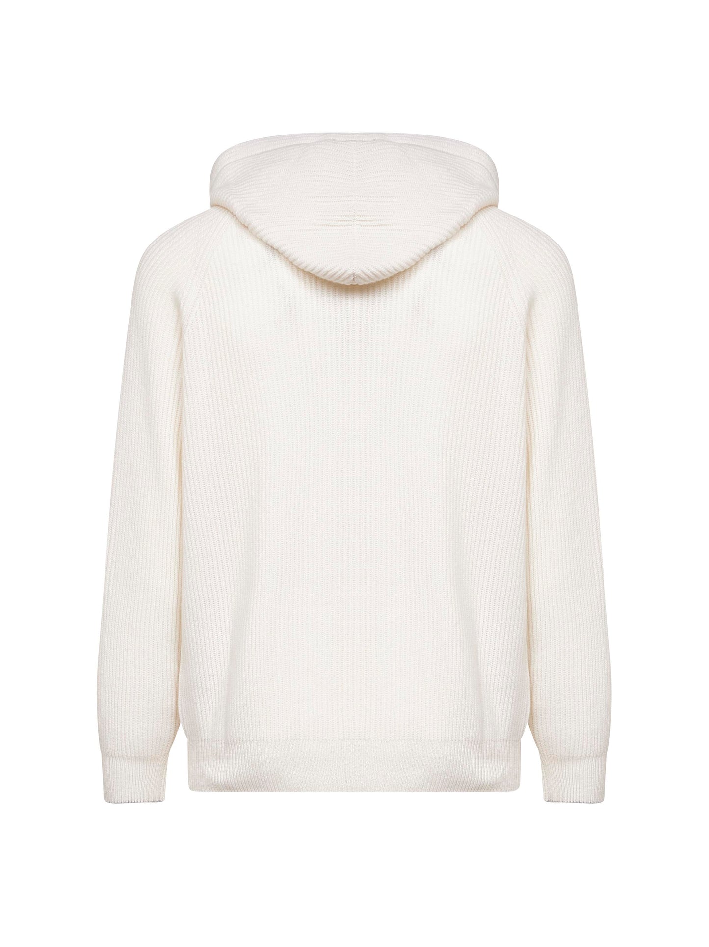 Ivory cashmere knit zip-up hoodie