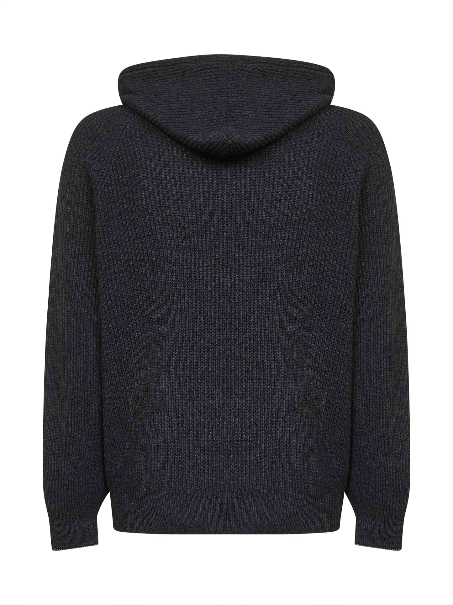 Grey cashmere knit zip-up hoodie